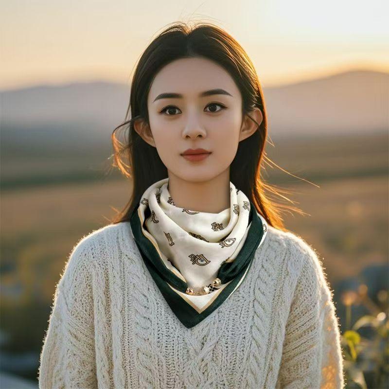 

Роскошный дизайн Магнитный квадратный шарф для женщин Модный шарф для защиты шеи Женский осенне-зимний хлопковый льняной шарф для шеи One Size