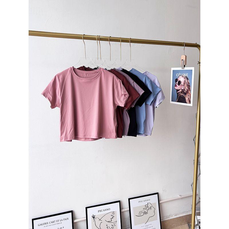 Lu Same Style Yoga Clothes T-shirt Women's Summer Shorts Loose Quick-Drying Breathable Sports Running Short Sleeve T-shirt Workout Clothes