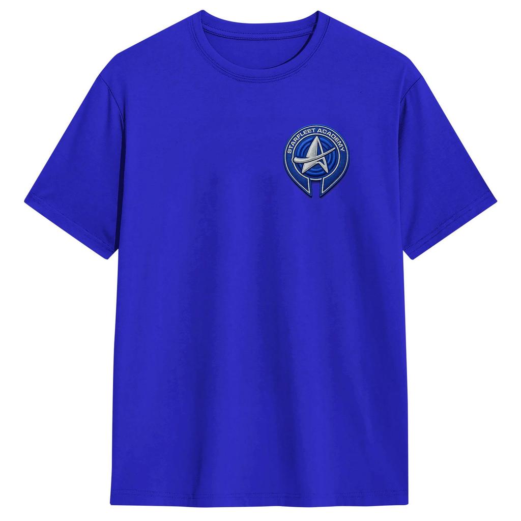 Men Stars Treks Starfleet Academy Badge T Shirt 100 Cotton Tops Casual Short Sleeve Round Collar Tee Shirt Printing TShirts