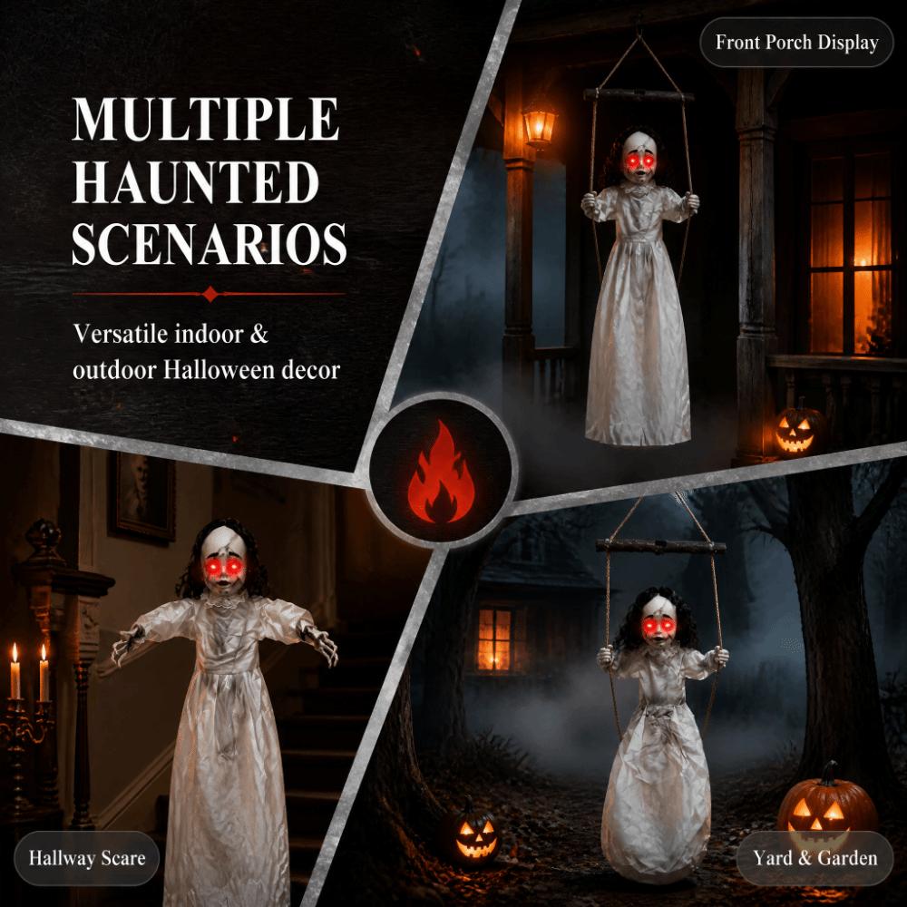 Leuchtende Augen Halloween Dekoration Geräuschaktivierte Geisterhaus Requisite Gruselige Scary Puppe Veranda