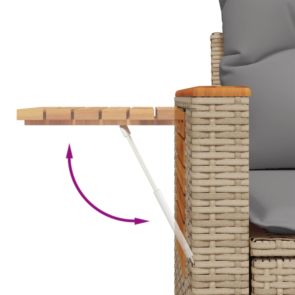 Vidaxl 4-Cz. Garden Furniture Set With Cushions, Beige, Poly Rattan