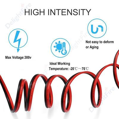 10M LED-Kabel 2-poliges LED-Streifenkabel 22AWG 2-adrig Rot Schwarz Elektrokabel