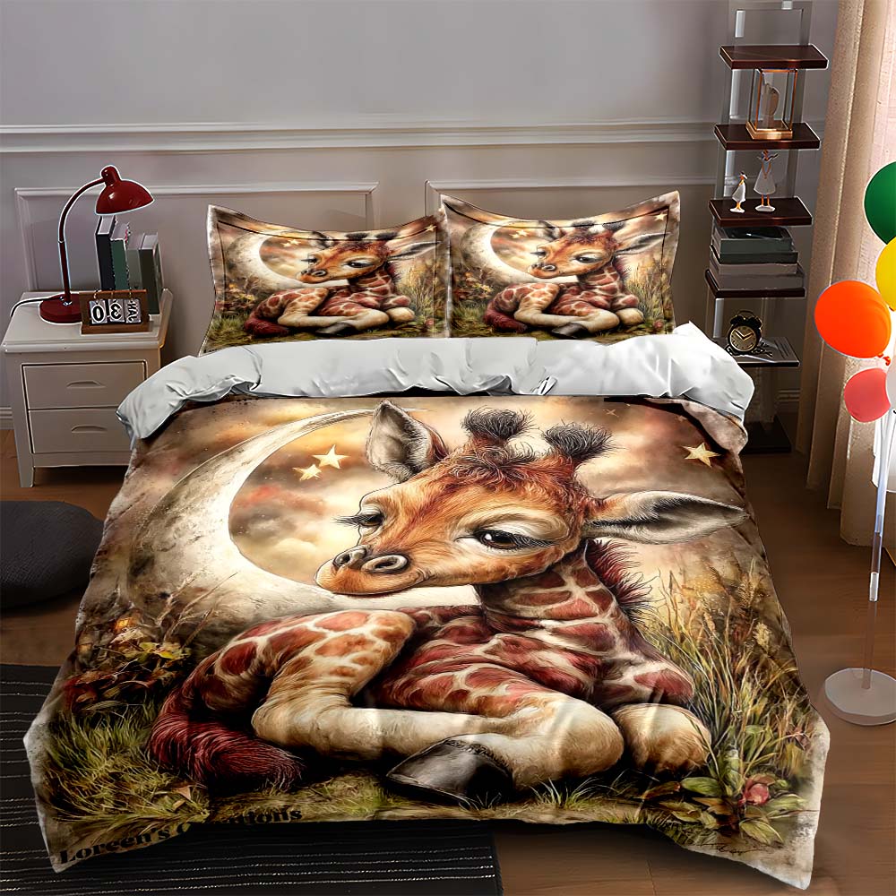 

Giraffe, moon, stars, grass. Bedding sets Duvet cover sets Duvet covers Pillowcases(1 * Duvet Cover 2 * Pillowcases, without duvet insert) 135x200cm