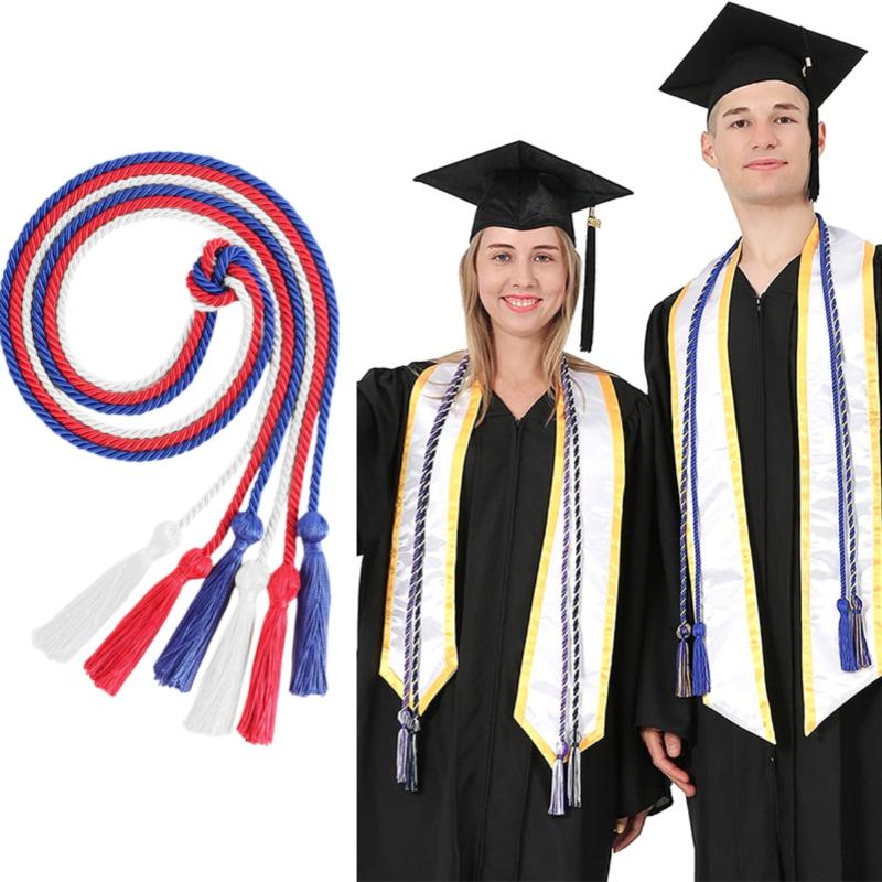 170CM Graduation Honor Cord Double Fringe Tassels Long Rope for Academic Ceremony Student Outfit Party Accessory