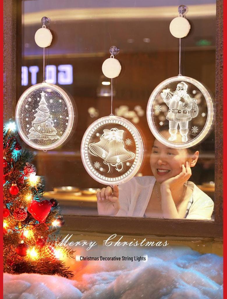 LED Neon Christmas Decoration Lights with 3D Letter Suction Cup, Acrylic Pendant, and Room Atmosphere Colored String Lights