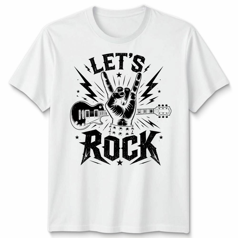 Kids Lets Rock Rockstar T Shirt Guitar Band Day Rock N Roll School Tee
