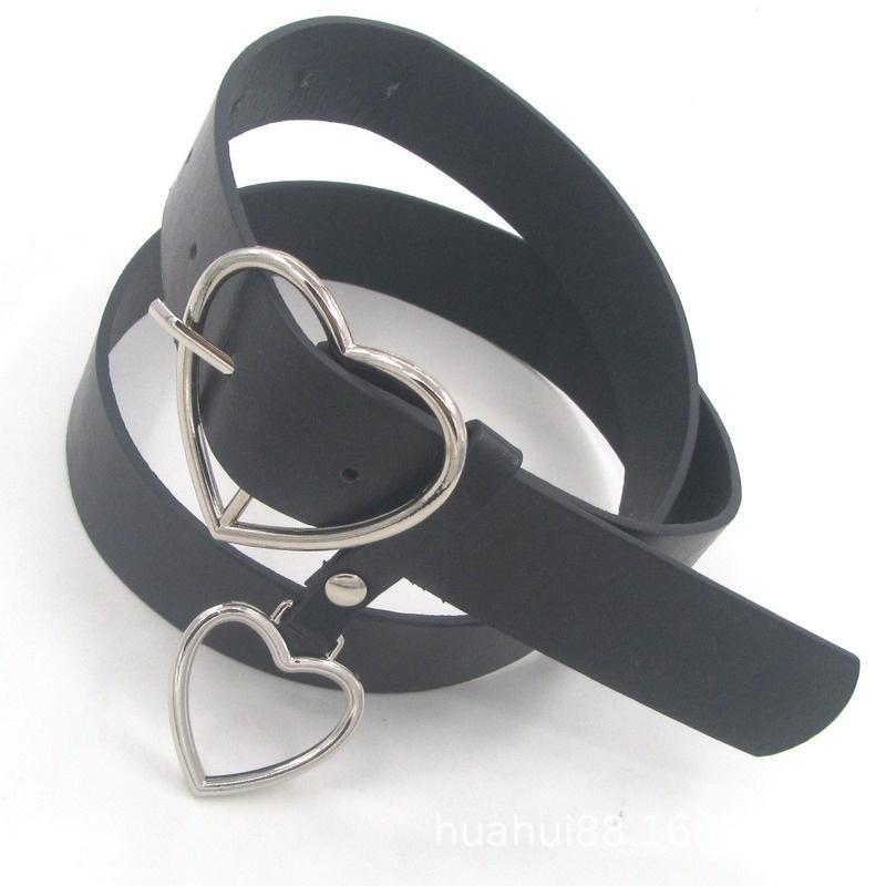 New Heart Buckle Leather Belt Adjustable Punk Fashion Waist Belts
