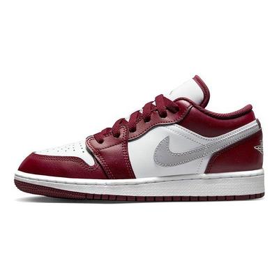 Air 1 Low GS Cherrywood Red Kids Sneakers White Cement-Grey 553560-615