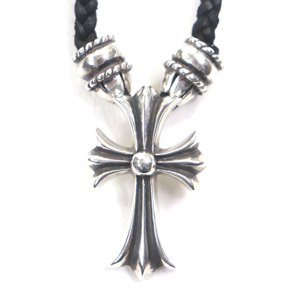 Great CHROME HEARTS Necklace CH CRS SML CL Small CH Cross Crimped Crimped 925 Used
