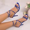 Fashion Sandals with Pointed Roman Cross Straps, Versatile High-heeled Sandals, Cross-border Women's Shoes