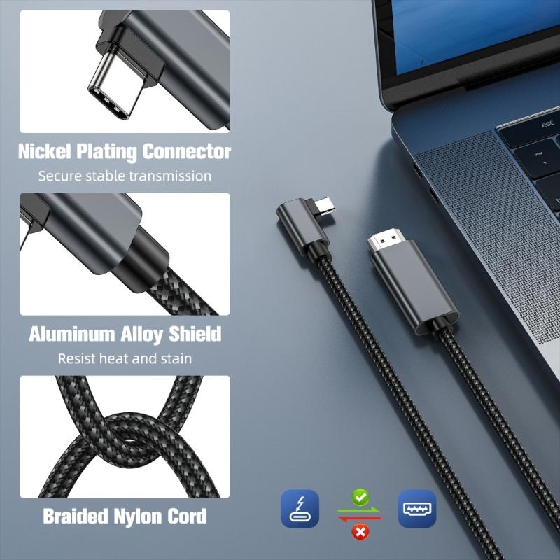 4K HDTV Output Type C Cable USB C to HDTV Cable For High Clear Streaming And Presentations Wide Compatibility