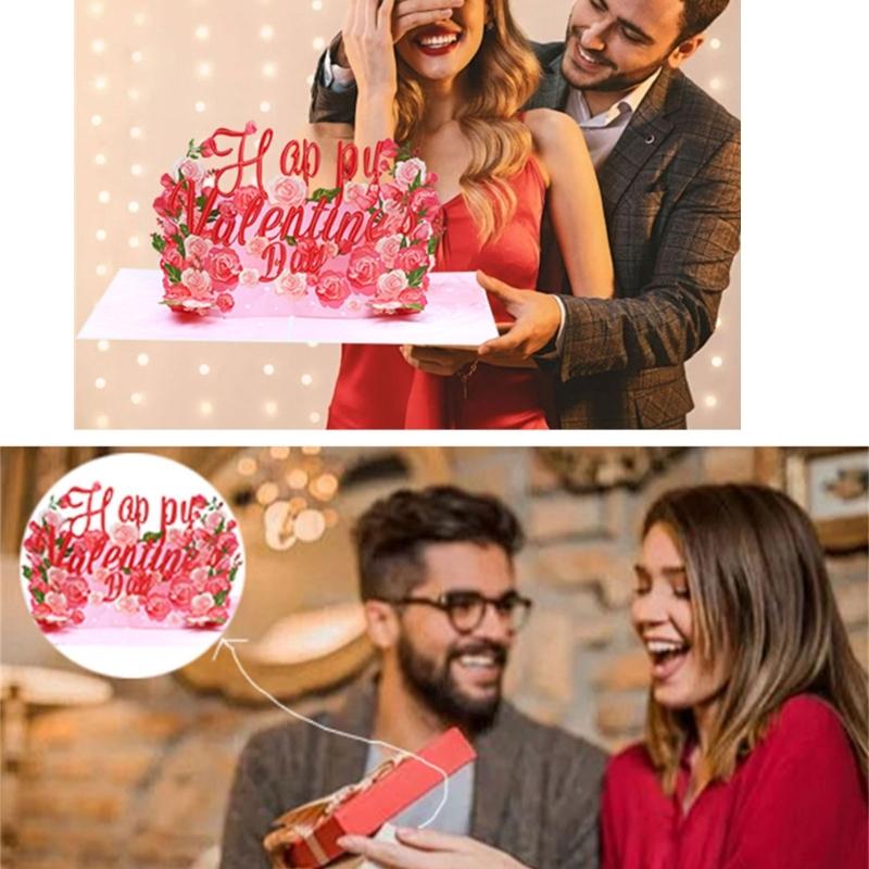 3D Valentines Day Card with Envelope 3D Valentines Card Folding Valentines Greeting Card for Husband Wife Friend