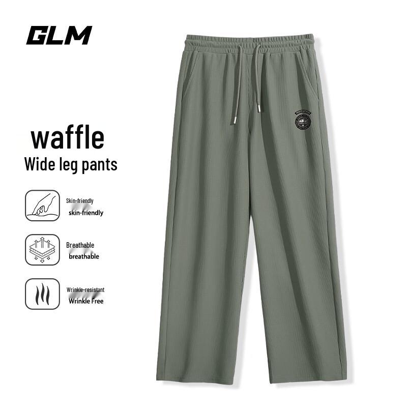 GLM Unisex Waffle Wide-Leg Loose Fit Casual Sweatpants