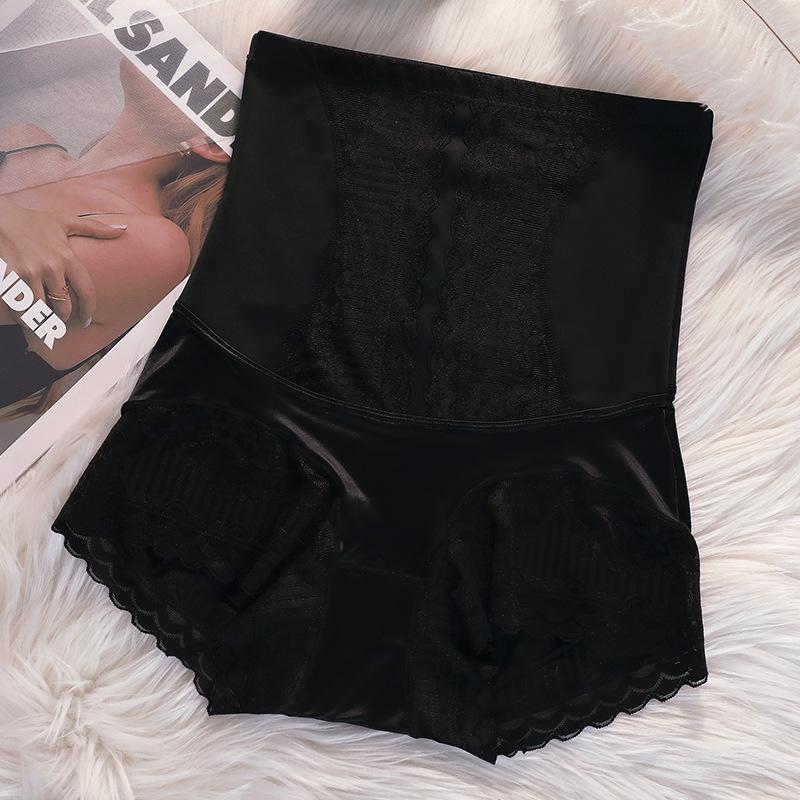 Ice Silk High Waist Seamless Belly Contracting and Hip Lifting Underwear Women's Cotton Postpartum Belly Trimming Small Belly St