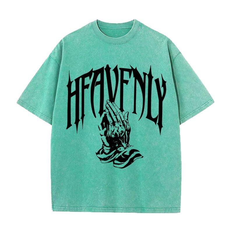 American Hip-hop Retro Printing Short-sleeved T-shirt Washed Do Old Loose Heavyweight Men and Women Comfortable Breathable Summer T-shirt