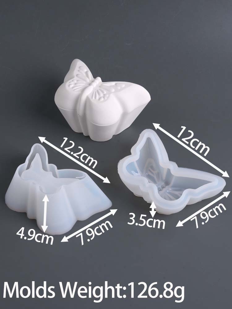 

DIY Butterfly Candle Cup Silicone Mold with Lid Handmade Butterfly Jewelry Storage Jar Plaster Resin Ornament Molds Home Decor
