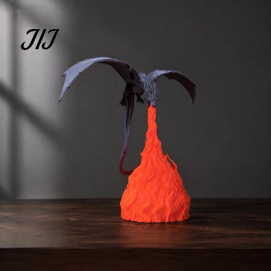 Fine Carving Figurine Dragon Bookshelf Nook Light, Fire-Breathing Fantasy Shelf Decor, LED Modern Interior Ornament Night Lamp for Bedroom Living Room