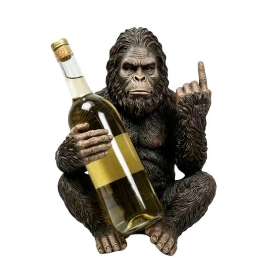DYS Gorilla Wine Bottle Rack, Stable Single Holder, Durable Resin Ape for Kitchen Bar Countertop 1pc