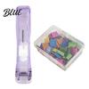Reusable Binder Clips Paper Clip Stapler Portable Dispenser No Hole Punching Pusher with 50 Refillable Transparent Metal Office School Supplies Home