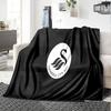 Swansea City Crest Flannel Blanket, Soft Polyester, Modern Design, All-Season for Camping, Travel, Gifts for holidays or birthdays
