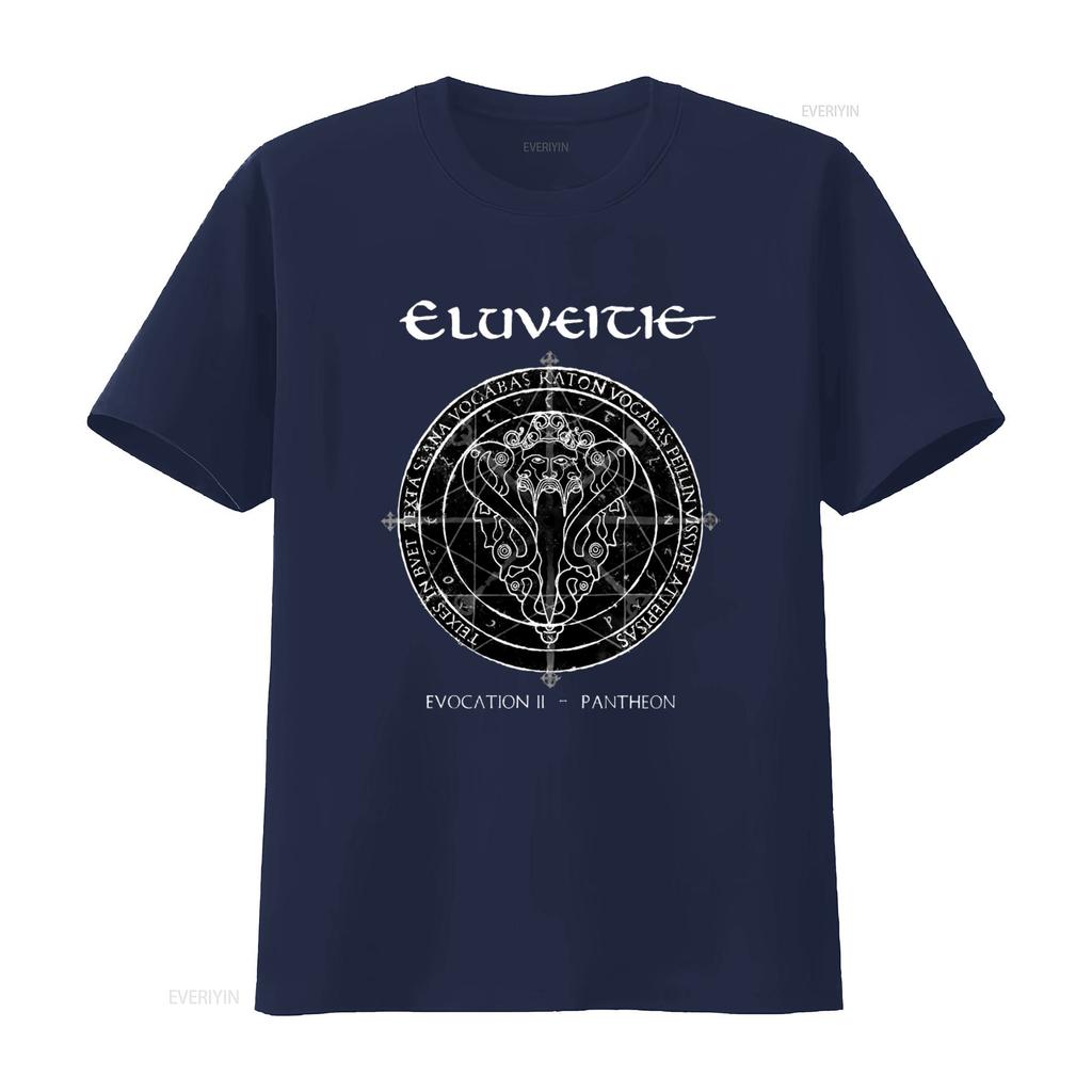 ELUVEITIE EVOCATION II PANTHEON T-Shirt Schwarz Vollgröße S 5XL Einzigartiges Mythisches Design für Vintage Gewaschen Atmungsaktiv Dehnbar