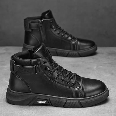 Herbst Herrenschuhe neue High-Top Martin Stiefel Herren Casual Lederstiefel trendige vielseitige Samt Thermo Baumwollschuhe kurze Stiefel Herren