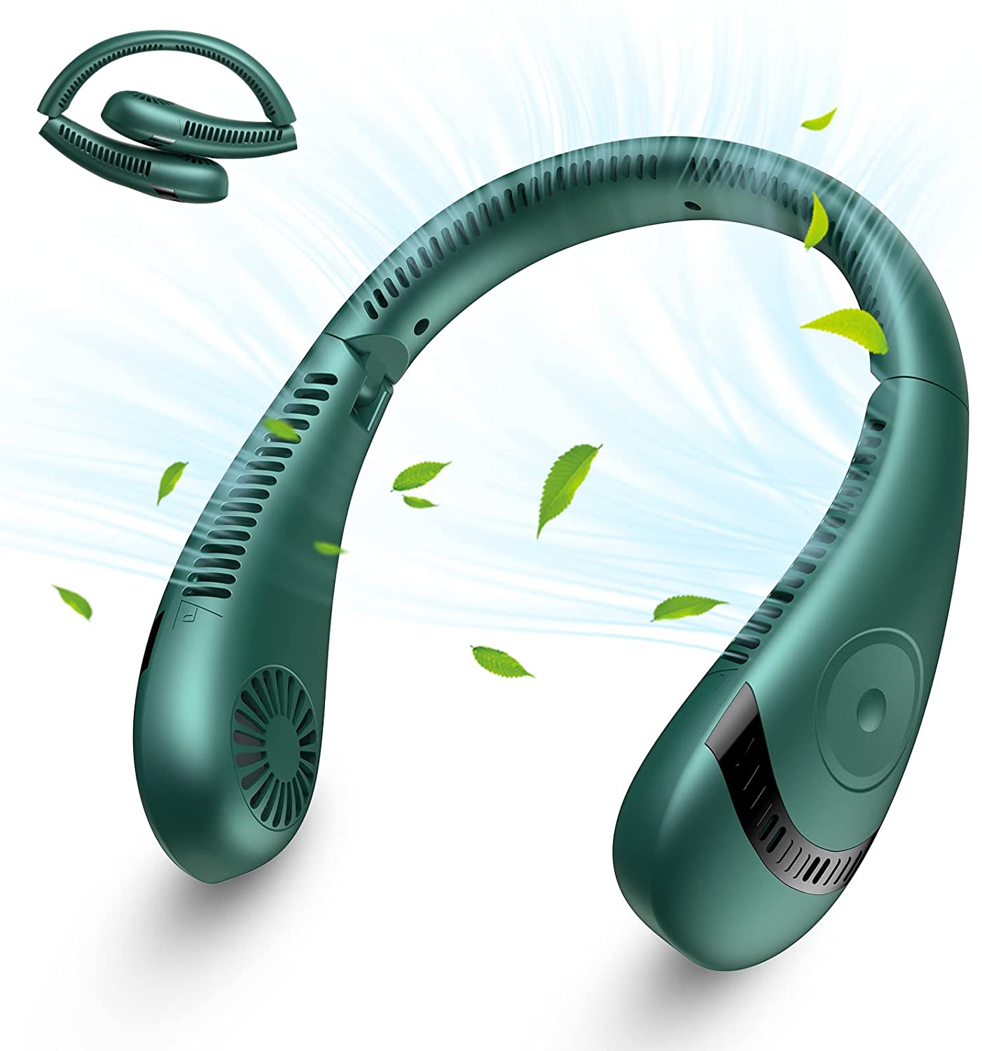 

Электрический подвесной вентилятор на шею с большой батареей, портативный кондиционер, безлопастной вентилятор на шею, USB-вентилятор, подходящий для подарка зелёный