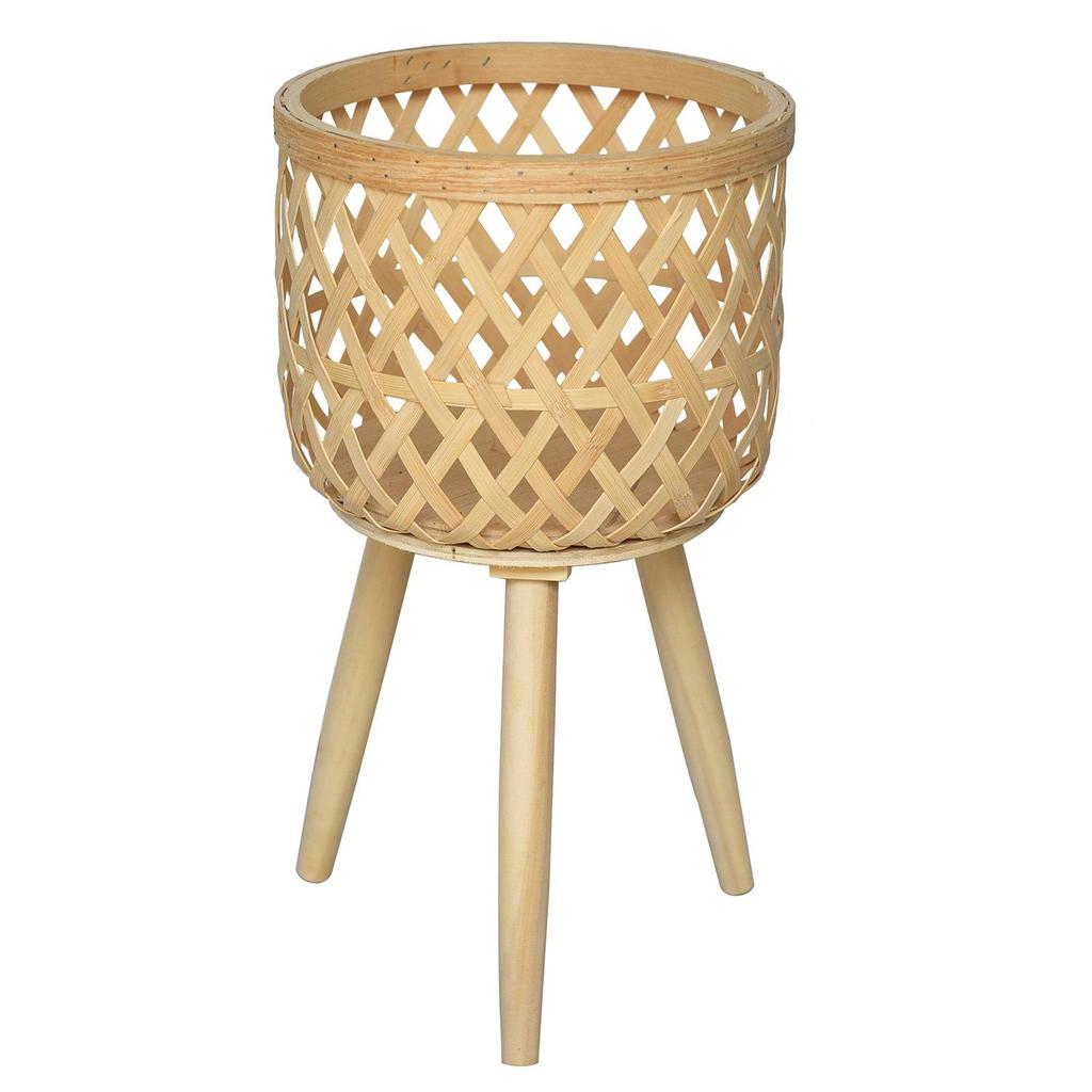 Nordic Bamboo Rattan Flower Pot Stand - Living Room and Balcony Plant Basket Decor.