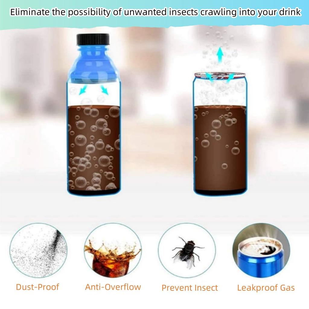 12 PCS Reusable Soda Can Lids - 6 cm Plastic Drink Can Tops for Beer Seltzer Carbonated Beverages - Leak-Resistant Sealing Caps Assorted Colors