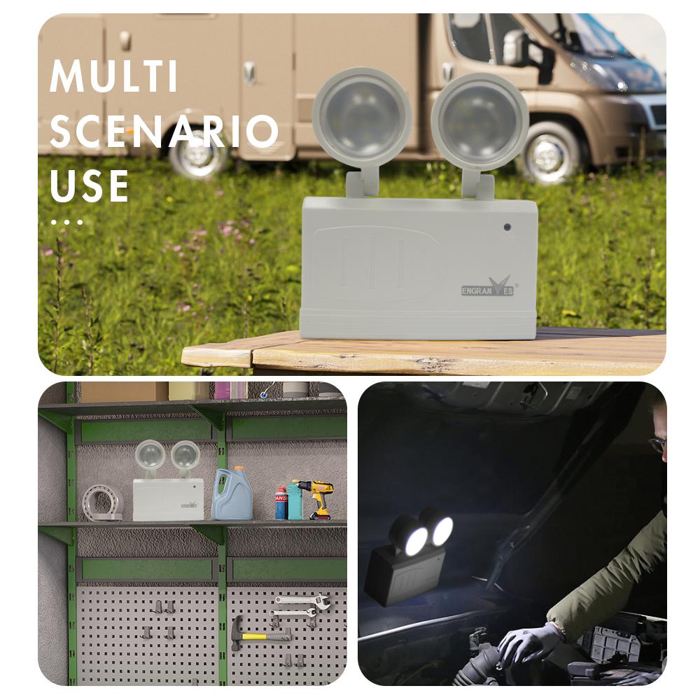 Dual-Head Emergency Lamp Rotatable Fire Safety Lighting Wall-Mounted Evacuation Light Portable Camping Light for Power Outage