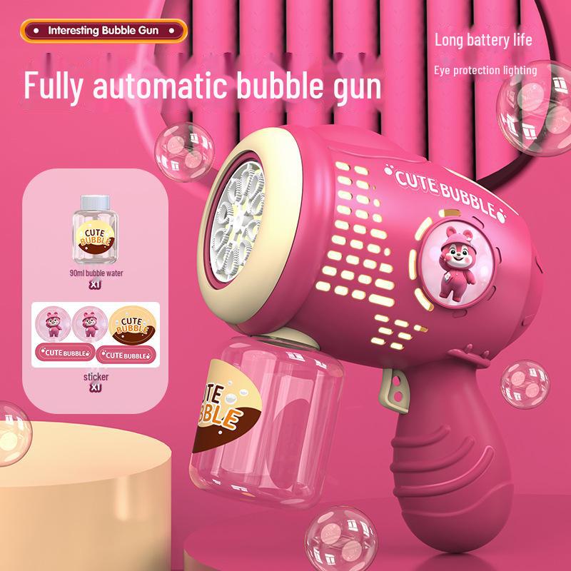 Automatic Bear Bubble Machine Toy with Lights for Kids – Summer Outdoor Fun