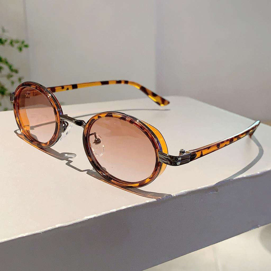 Retro Punk Metal Shades Trendy Ins Brand Design Women's Sunglasses Hip Pop Futuristic Chic Oval Sun Glasses for Men's