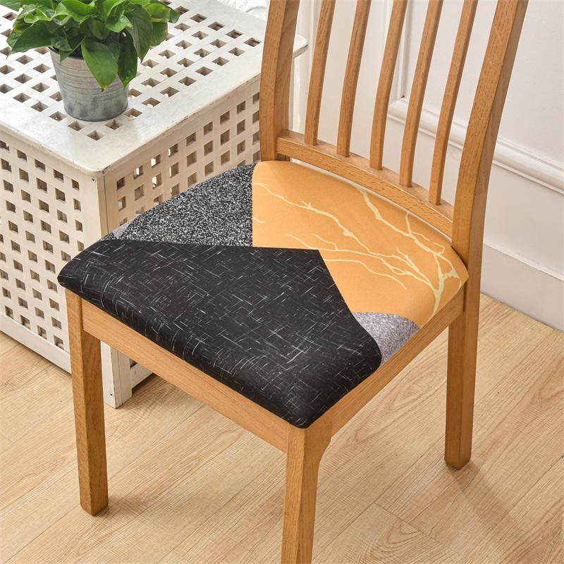 1Pc Elastic Chair Seat Cover Printed Spandex Dustproof Dining Room Chair Cushion Cover Anti Slip Chair  Cover