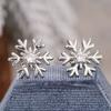 925 Sterling Silver Zircon Snowflake Stud Earrings for Women Shiny Rhinestone Crystal Jewelry for Girls Party Christmas
