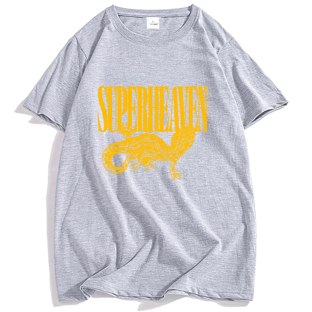 SUPERHEAVEN Salamander T-Shirt Sommer Herren Damen Kleidung Kurzarm Baumwoll-T-Shirt Rockband Hip Hop Streetwear Druckshirt