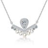 925 Sterling Silver Natural Bead Pearl Necklace Women's Neck Chain European and American Water Drop-shaped Zircon V-shaped Crown Pendant Collarbone