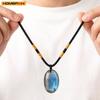 1PC Natural Blue Labradorite Moonstone Healing Gemstone Crystal Pendant Jewelry Necklace For Spiritual Meditation