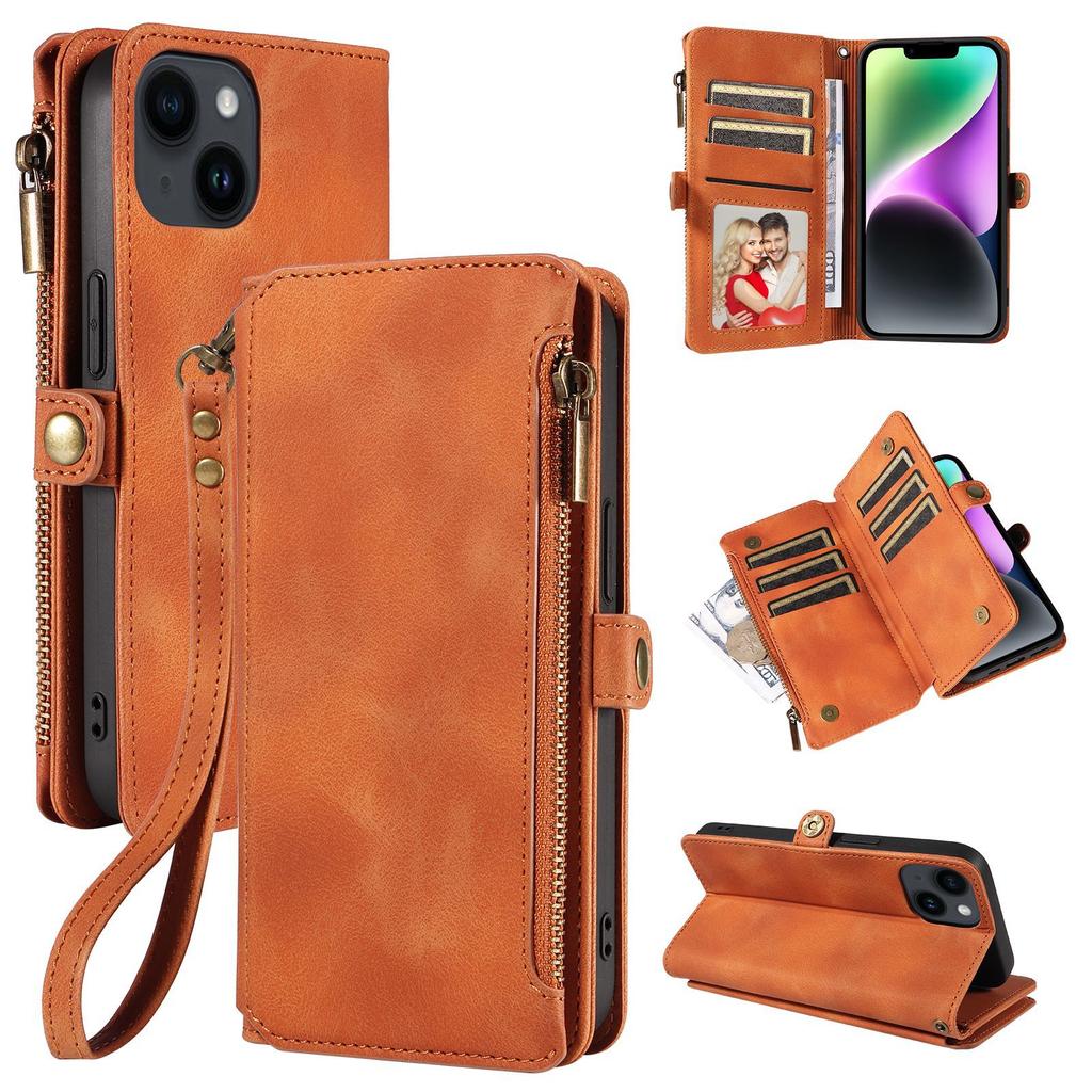 Compatible with iPhone 17 Pro Max Phone Case, Apple 16E Phone Leather Case, 15 Flip Cover Zipper Wallet Protective Case