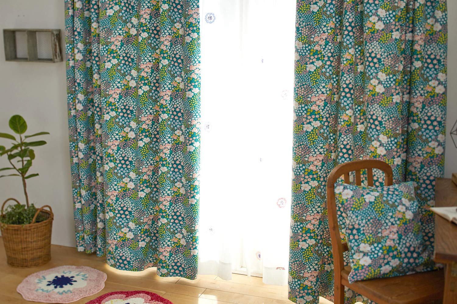 

Suminoe Mix 100 x 178 Level 2 Light 1 Panel Curtains, cm, Blocking, Ohanabatake, V1321,