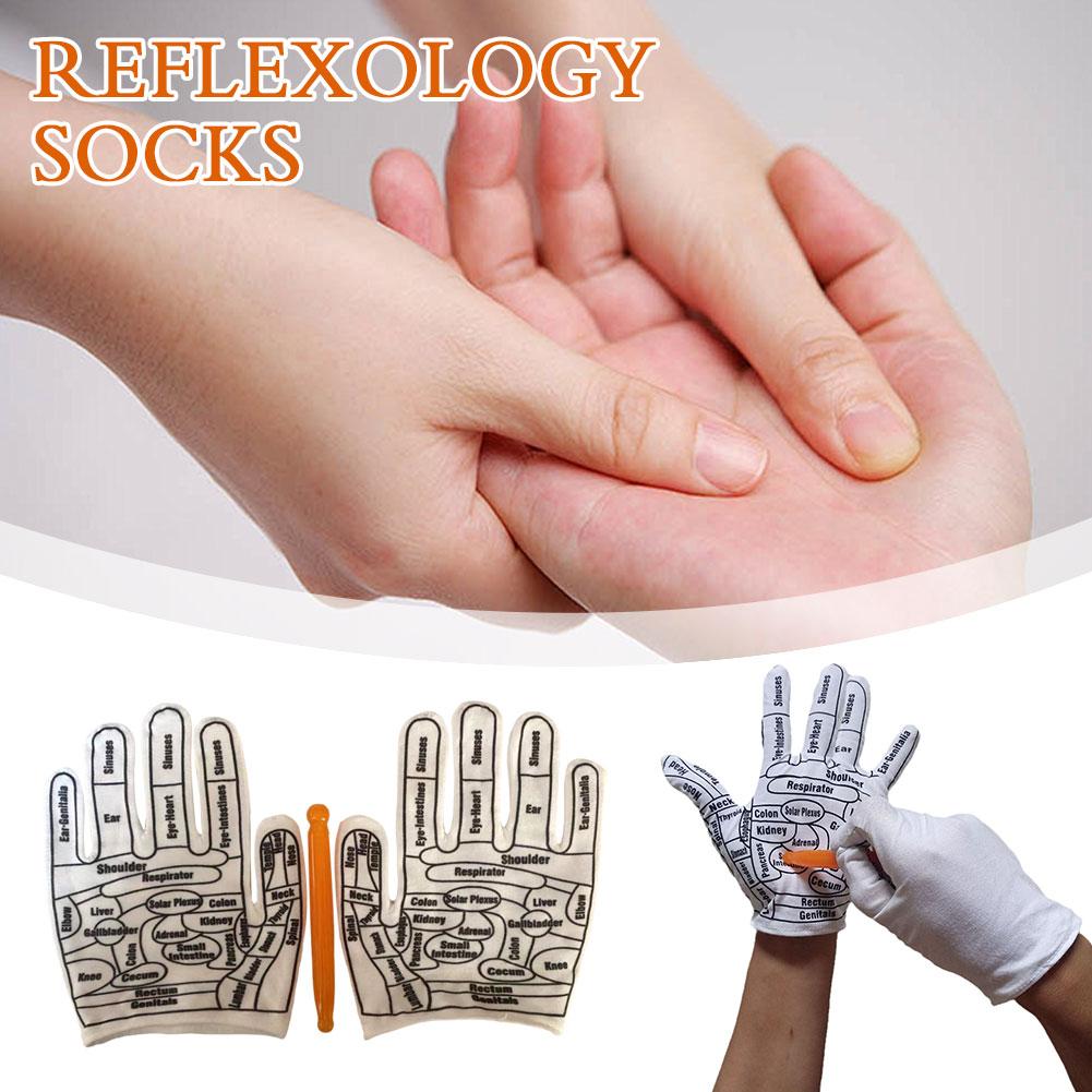 1 Pair Acupressure Massage Gloves Reflexology Acupoint Stimulation Hand Relaxation Tool Pain Relief Design Comfortable Fit Easy