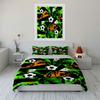 Grunge Green And Black Soccer Ball Pattern 3Pcs Bedding Set Soft Microfiber Bedding Set For Teen Boys Bedroom