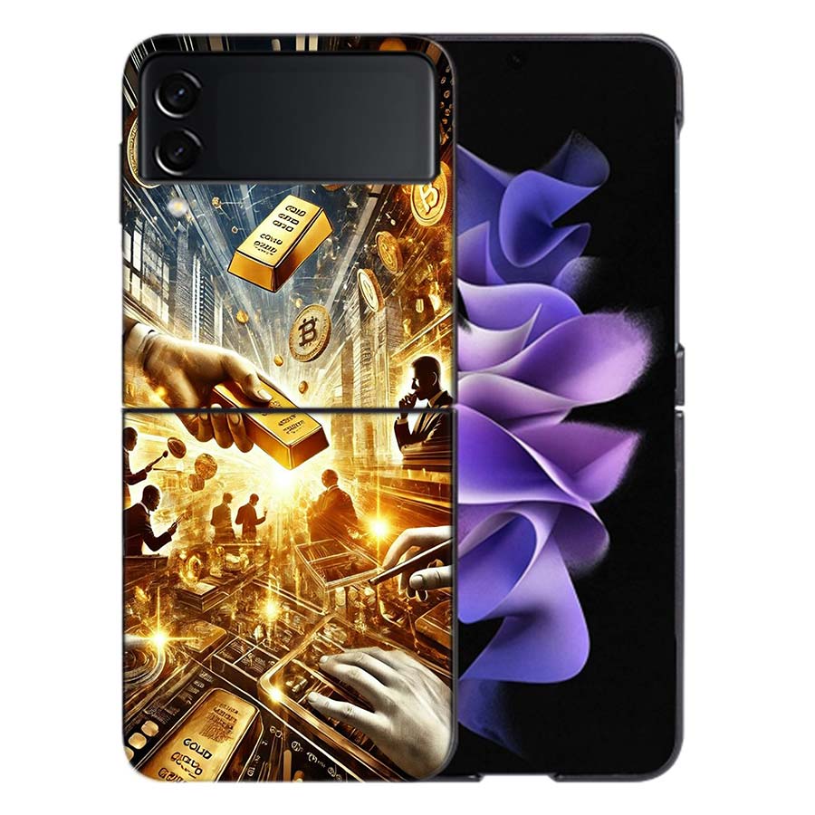 Trading Gold Contracts for Difference Phone Case For Samsung Z Flip 6 7 5G Galaxy Z Flip 5 4 3 5G Cases Shockproof Hard Cover TP