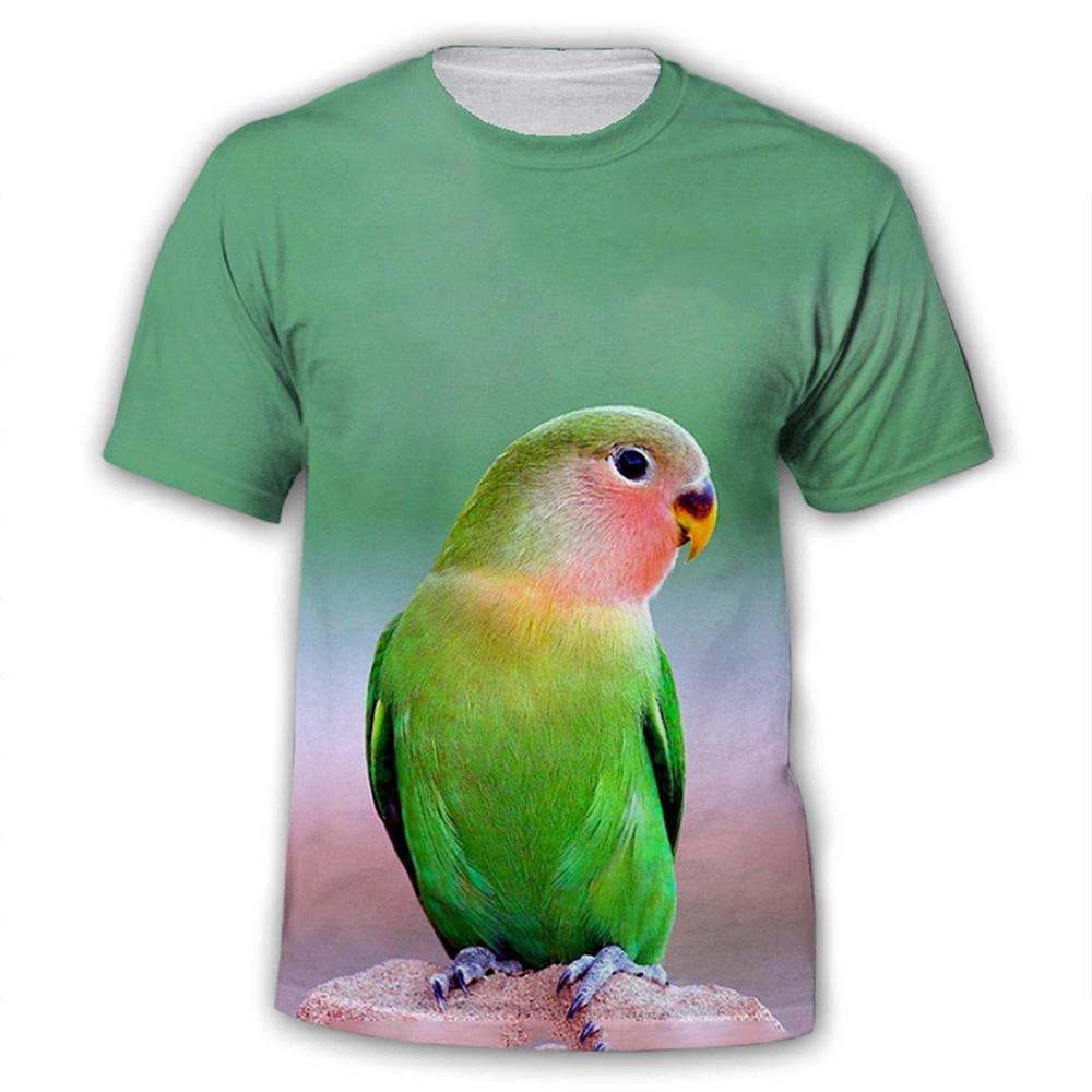 Summer hot selling fashionable personalized parrot fun 3D printed pattern funny eye-catching T-shirt