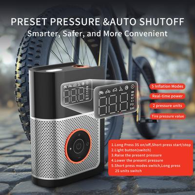 Portable Car Air Pump Electric Tire Inflator Intelligent Digital Display Tire Inflator For Car Motorcycle Bicycle Air Compressor