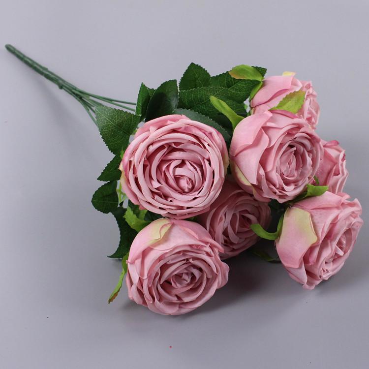 Single multi-headed rose wedding hotel decoration home road lead fake flower