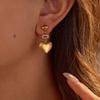 GEMCHIC Women's Double Heart Drop Earrings with Crystal Accent Gold Plated Stainless Steel Fashion Jewelry