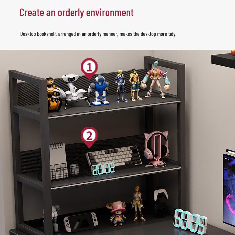 Shengbei Gaming Office Desk with Integrated Bookshelf