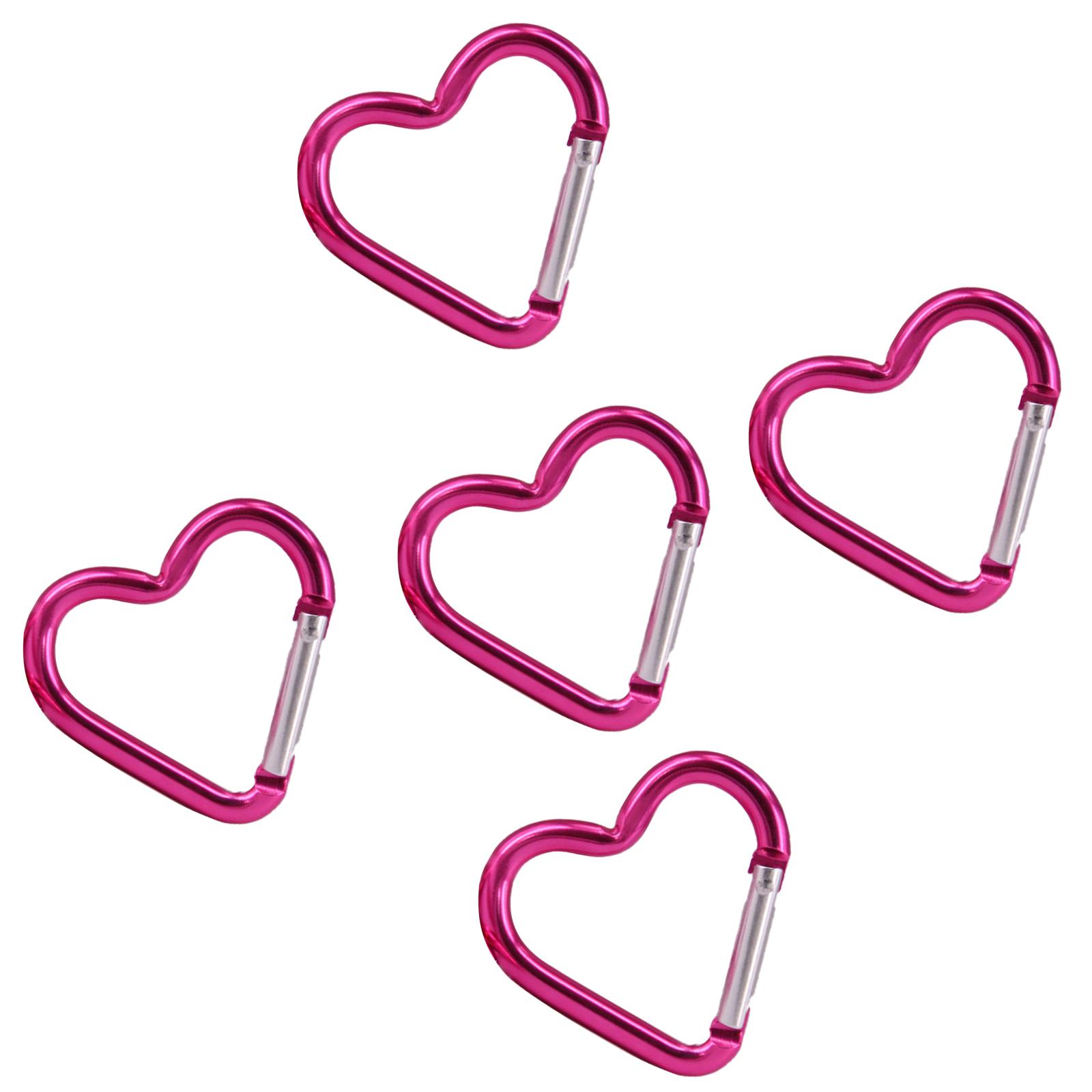 

5 шт. пружинный зажим в форме сердца из алюминиевого сплава, брелоки, подвески, пряжки, карабины, брелки, зажимы для сумок, крючки, соединители розовый
