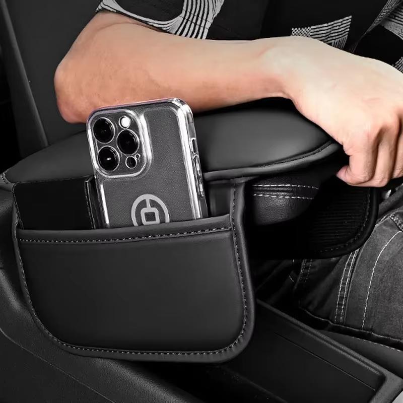 Thickened Version Car Center Console Protector Cover Leather Upgraded Armrest Box Cushion Arm Rest Mat with Side Storage Pocket