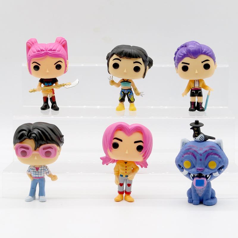 6Pcs/Set Kpop Demons Hunters Anime Figure Rumi Zoey Mira Saja Boys Action Figure Model Doll Cosplay Vinyl Figures Collection Toy